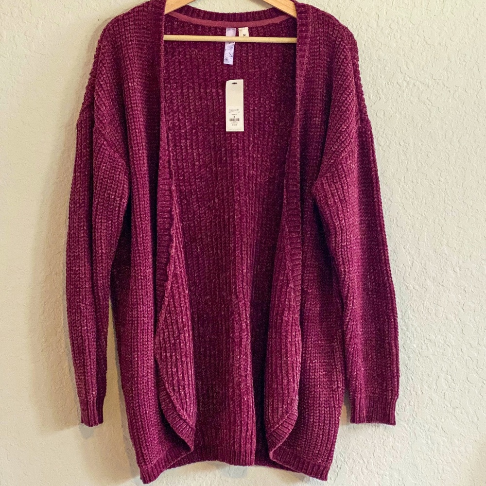 Berry Chenille Cardigan (W/ TAGS)